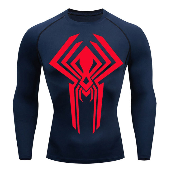 2099 Spiderman compression shirt men's tight long-sleeved T-shirt sunscreen  fitness sports top quick-drying breathable outdoor jogging running T-shirt  Myers battle suit905