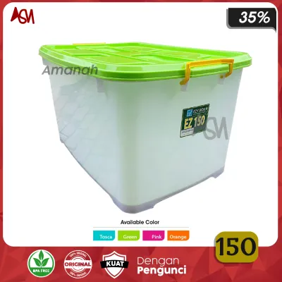 Container Box Plastik Jumbo Besar 150 Liter Kuat EZ 130 100 95 82 80 75 70 52 50 45 40 30 L Kotak Serbaguna