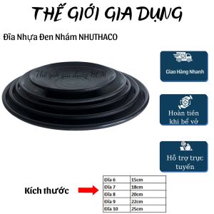Đĩa nhựa tròn- đĩa nhựa melamine màu đen nhám NHUTHACO