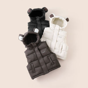 Cotton Jacket Hooded Jacket Thickened and Warm Middle and Small Children Solid Color Freedom of Movement