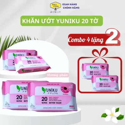 COMBO 4 TẶNG 2 Khăn ướt mini YUNIKU 20 tờ - Hàng chính hãng an toàn tiện dụng