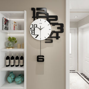 【Gift Town】Swing Wall Clock Modern Design Nordic Style Living Room Wall Clocks Home Decor Modern Creative Bedroom Silent Wall Clock