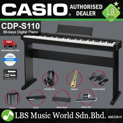 Casio CDP-S110 88 Keys Digital Piano Full Package with Piano Stand - Black (CDPS110 CDP S110)