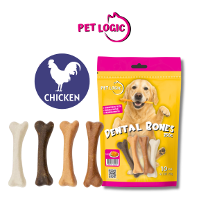Pet Logic Dental Bone Chews Pouch 250g CHICKEN Dog Treats Pet Grooming Oral Care