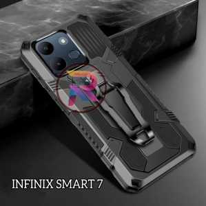 Casing Hp Untuk Infinix Smart 7 Soft Case Kickstand Armor Belt Clip Terbaru