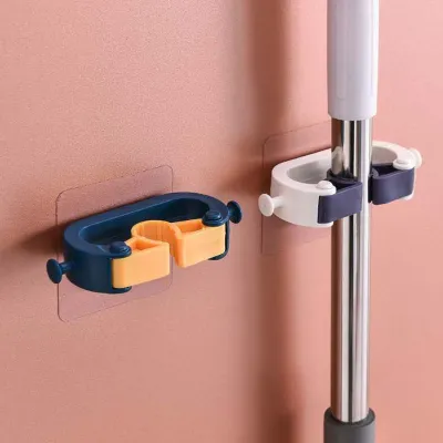 2pcs Self Adhesive Wall Mounted Hanger Organizer Mop Broom Holder No-slip Gripper Self for Hanger Mop Hook Racks Kitchen Bathroom Shelf Hook
