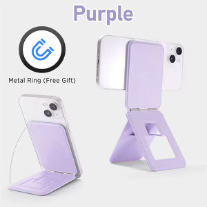 Adjustable Invisible Phone Tripod Stand Magnetic Phone Grip Universal Phone Stand Foldable Desk Phone Holder Angle Adjustment & Strong Magnets & MagSafe Compatible for iPhone 16/15/14/13/12 Series (Included Metal Ring)