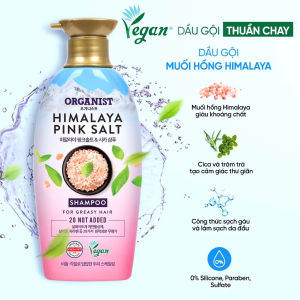 Dầu gội thuần chay Organist Himalaya Pink Salt 500ml giúp làm sạch gàu và làm dịu mát da đầu nuôi dưỡng tóc khoẻ mạnh