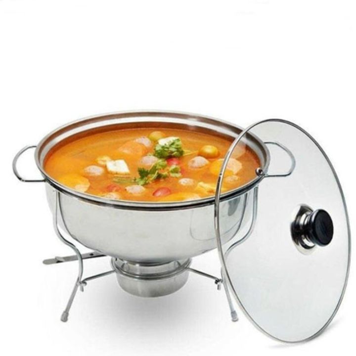 Prasmanan Soup Tutup Kaca + Penyaji dan Pemanas Makanan Warmer