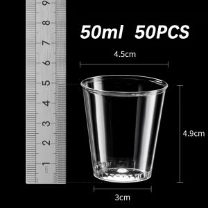 50PCS Plastic Shot Glass Disposable Cups Disposable Dessert Mousse Cups Clear Shot Glass Birthday Party Dessert Plastic Cup