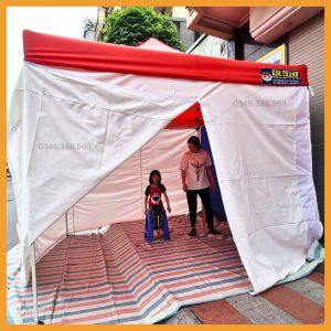 [Có Cửa Kéo Khoá Ra Vào ] Nhà Bạt Di Động Gấp Gọn 3M x 3M Màu Đỏ Quây 4 Mặt Có Cửa Đi Ra Đi Vào Bản Thiết Kế Đặc Biệt