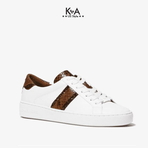 michael michael kors irving python embossed stripe leather sneaker