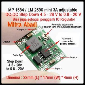 Step DOWN Mini 3A 08-20V DC-DC Adjustable MP 1584/LM 2596
