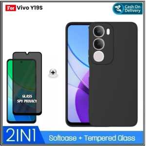 Paket 2IN 1 Case Vivo Y19s 4G Casing SoftCase Slim Cover Free Tempered Glass Anti Spy PRIVACY
