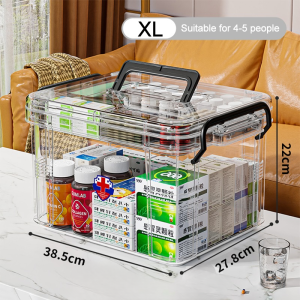 STON Large Medicine Storage Box Home Transparent First Aid Kit Portable Emergency Box Family Organizer Storage Box with Handle