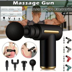 JULO - Mesin Pijat Elektrik Pundak Punggung Tangan Massage Gun - Pijat Elektrik Pijat Getar Deep Tissue Muscle Massager Gun 4 In 1