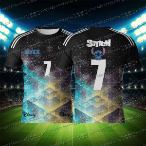 2025 New Stitch Cartoon 3D Print Sport Quick Dry Breathable T-shirt Soccer Jersey Short Sleeve Summer Womens Outdoor Fitness Top