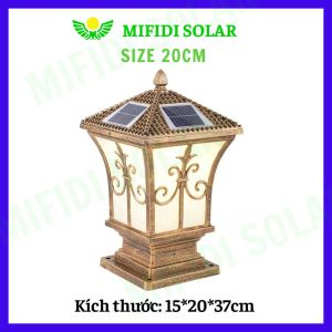 Đèn Cổng Năng Lượng Mặt Trời Mifidi Solar 25cm Hình Tháp - Bảo Hành 1 Năm - Màu Vàng Đồng