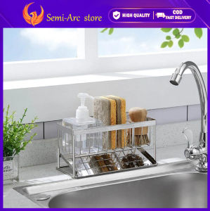 304 Stainless Steel Kitchen Dish Soap Caddy Sink Storage Shelf Table Dish Spong and Soap Holder Mop Rag Dishcloth Sink Draining Storage Rack Soap Kitchen Organizer Rack
