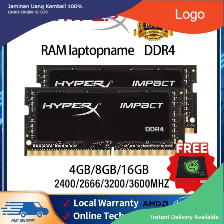 HyperX Impact DDR4 Laptop RAM 4GB 8GB 16GB 3200MHz 2400MHz 2666MHz 2133MHz 1.2V SODIMM PC4
