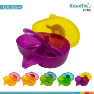 KANDILA BABY DEVIDED BOWL WITH SPOON SET / KDL 022-4 / SET KOTAK BEKAL MAKAN ANAK 2 SEKAT / MANGKUK MAKANAN ANAK / TEMPAT MAKAN ANAK SET SENDOK