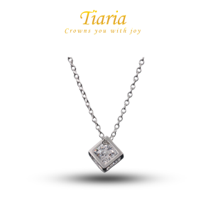 Kalung Tiaria Jewelry Silver Titanium / 9K Gold White Plated Silver Titanium - Emas Putih Titanium Silver Perak Platinum Asli Anti Karat - DEA002