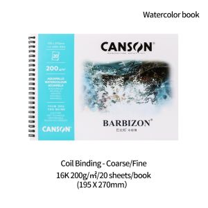 CANSON BARBIZON 20 Sheets Watercolor Book Fine Grain 300g Paper Art Sketchbook for Painting Student Artists Art Supplies