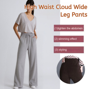 High Waist Cloud Wide Leg Pants Comfortable Slim Narrow Version Drape Low Saturation Casual Commute Trousers