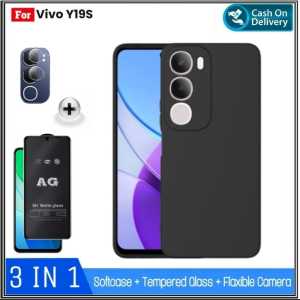 Paket 3IN1 Case Vivo Y19s 4G Casing SoftCase Cover Free Glass AG Kaca Matte Dove Dan Anti Gores Camera