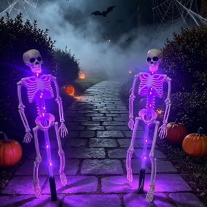 Waterproof Halloween  Solar Skeleton Lamp Realistic Skeleton Solar Powered Skull Festive LED Lights Ghost Purple /Orange/ Green Light Ghost  Light Outdoor Garden