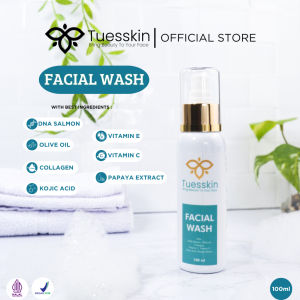 Tuesskin Facial Wash Sabun Cair DNA Salmon Cuci Muka Pembersih Wajah Jerawat Bruntusan Komedo Minyak Berlebih Mencerahkan