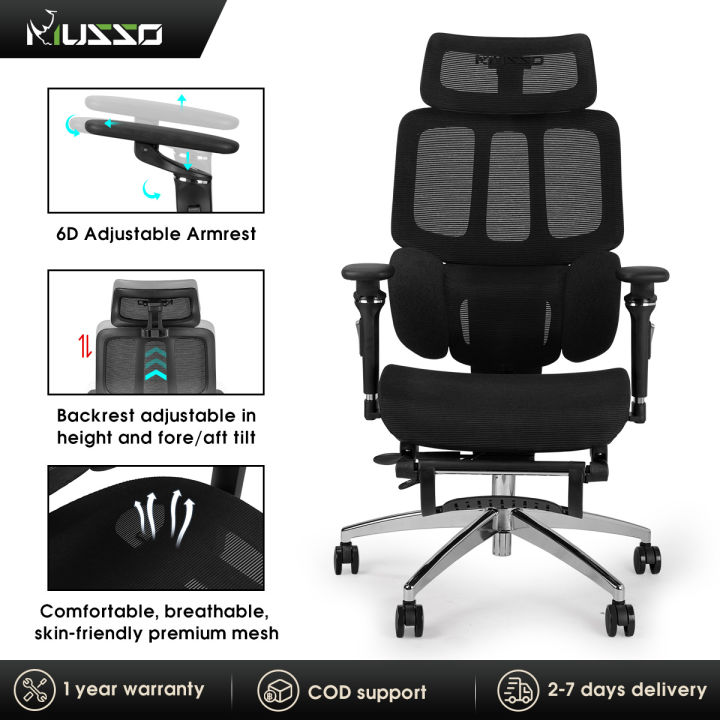 MUSSO H80 PRO Ergonomic Chair 6D Armrest and Adjustable Headrest