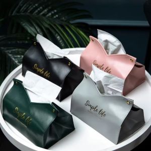 NEXTYOO Dung lượng lưu trữ lớn Hộp đựng khăn giấy bằng da Hộp khăn giấy Thùng chứa Hộp khăn giấy ô tô Hợp thời trang Hiện đại Giá đỡ khăn ăn Trang trí phòng khách tại nhà