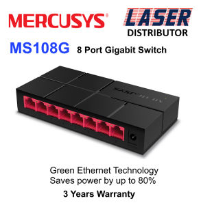Mercusys MS108G High-Speed 8-Port Gigabit Ethernet Switch 10/100/1000 Mbps Energy-Efficient 3-Year Warranty