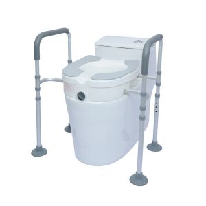 Raised Toilet Seat with Handles 4-Legged Adjustable Toilet Riser for Elderly Disabled Non-Slip Safety Rails Enhanced Stability Toilet Seat Riser