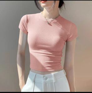 BUY 1 TAKE 1 Basic Plain Double Lining Full Length T-shirt Top Good Quality Slim Fit short sleeve shirt free size XS Small