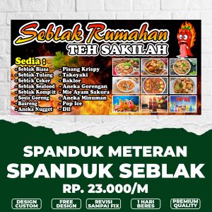 Spanduk banner seblak prasmanan / banner jualan seblak rumahan / banner meteran custom termurah