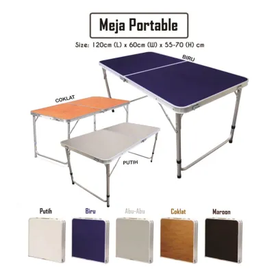 Meja Lipat Koper Outdoor 120x60cm Portable - Meja Lipat Serbaguna - Adjustable Bahan Aluminium Anti Karat Meja Camping