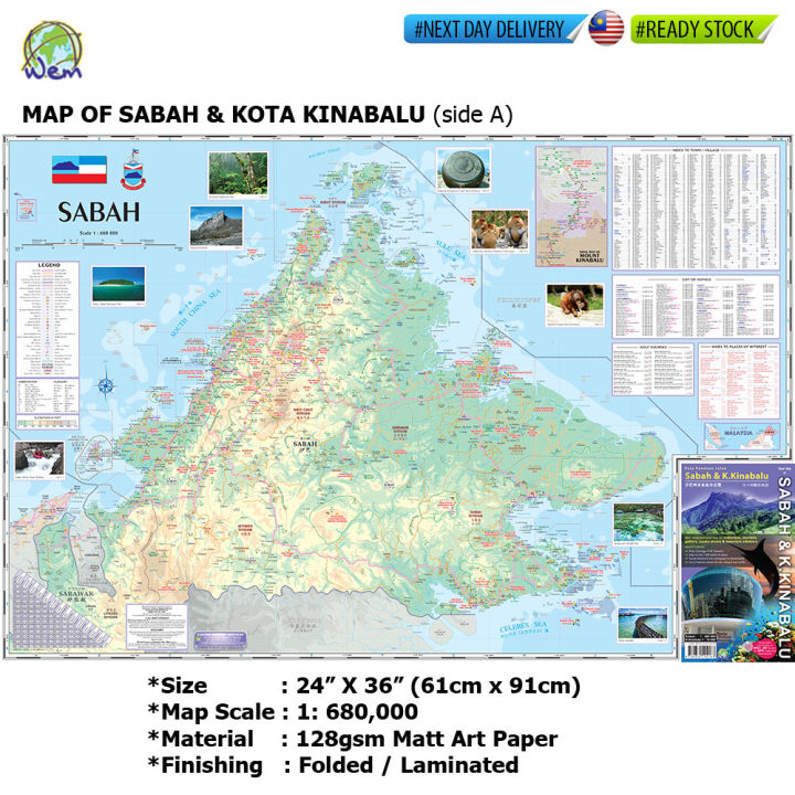 Road Map of Sabah & Kota Kinabalu / Peta Panduan Jalan Sabah & K ...