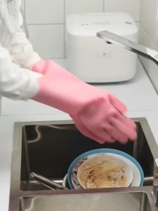 Silicone gloves female household magic dishwasher rubber rubber rubber kitchen durable dishwasher household waterproof vegetable washing