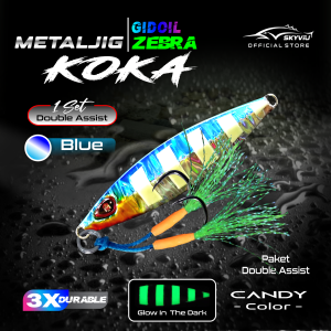 Metal Jig 60 Gram Killer GID UV Fosfor Umpan Slow Jig Set Double Assist Hook Jigging Lure