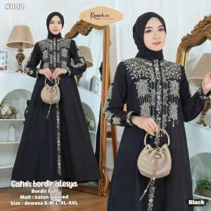 Gamis Dewasa Sigaret Hitam Sentuhan Bordir dengan Nuansa Bordir  yang Menawan