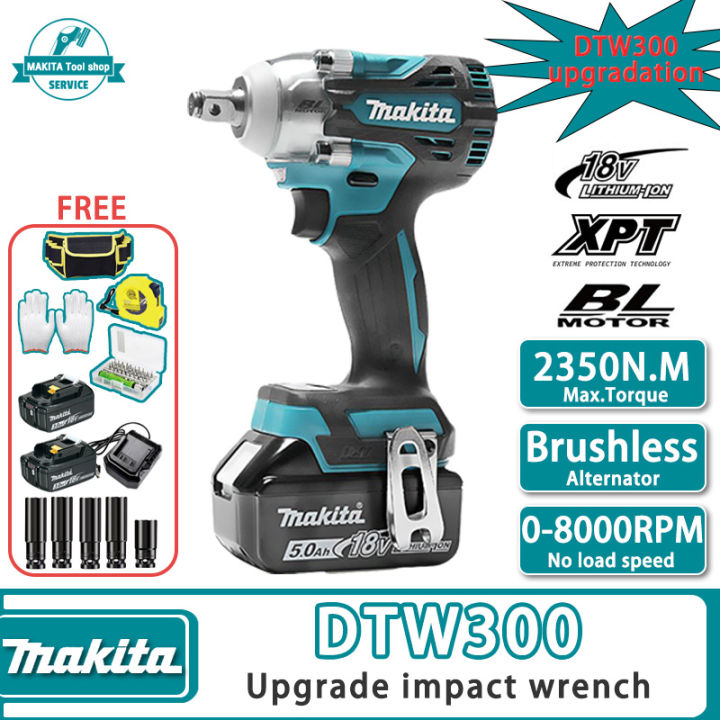 MAKITA DTW300 brushless impact wrench cordless (2 Liion batteries)original rechargeable