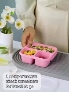 Bento [Portion Size] 3 Pack Snack Containers with 3 Compartments for Meal Prep & On-the-Go [School Travel] Lunchable Container Reusable and BPA-Free