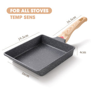 YOLO Japanese Omelette Pan Tamagoyaki Egg Pan Nonstick Frying Pan with Spatula Healthy Granite Cookware