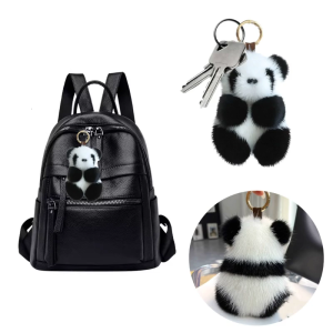 Soft Furry Panda Doll Keychain Plush Keyring Women Handbag Car Key Holder Bag Wallet Ornaments Pendant Toy for Girl Gift