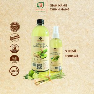 Combo Nước lau sàn nhà và Xịt phòng tinh dầu sả đuổi muỗi khử mùi diệt khuẩn Bình Lam Natural 1000ml - 250ml