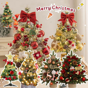 Keranixy ต้นคริสต์มาส 45cm ต้นคริสต์มาสบนเดสก์ท็อป มาพร้อมการตกแต่ง มีไฟ การตกแต่งคริสต์มาส