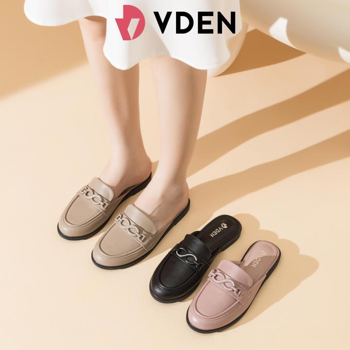 VDEN Half Shoes Leather Mules for Women 208-35 Retro