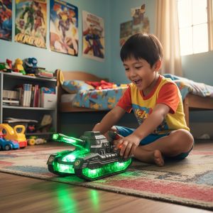 kids educational electric universal tank car toy 360° sound and light music boys and girls